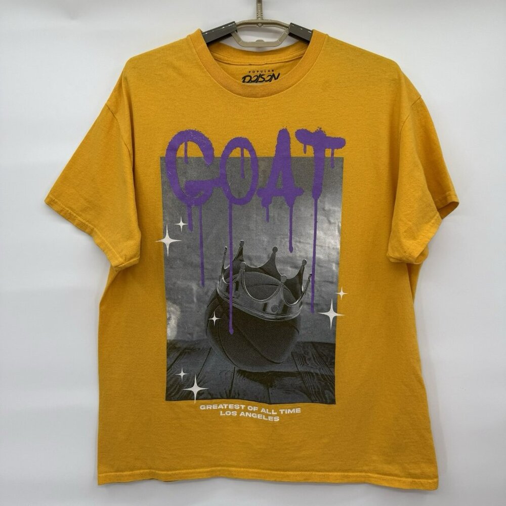 Lebron James Los Angeles Lakers Basketball GOAT King 23 T-Shirt Sz Large Yellow